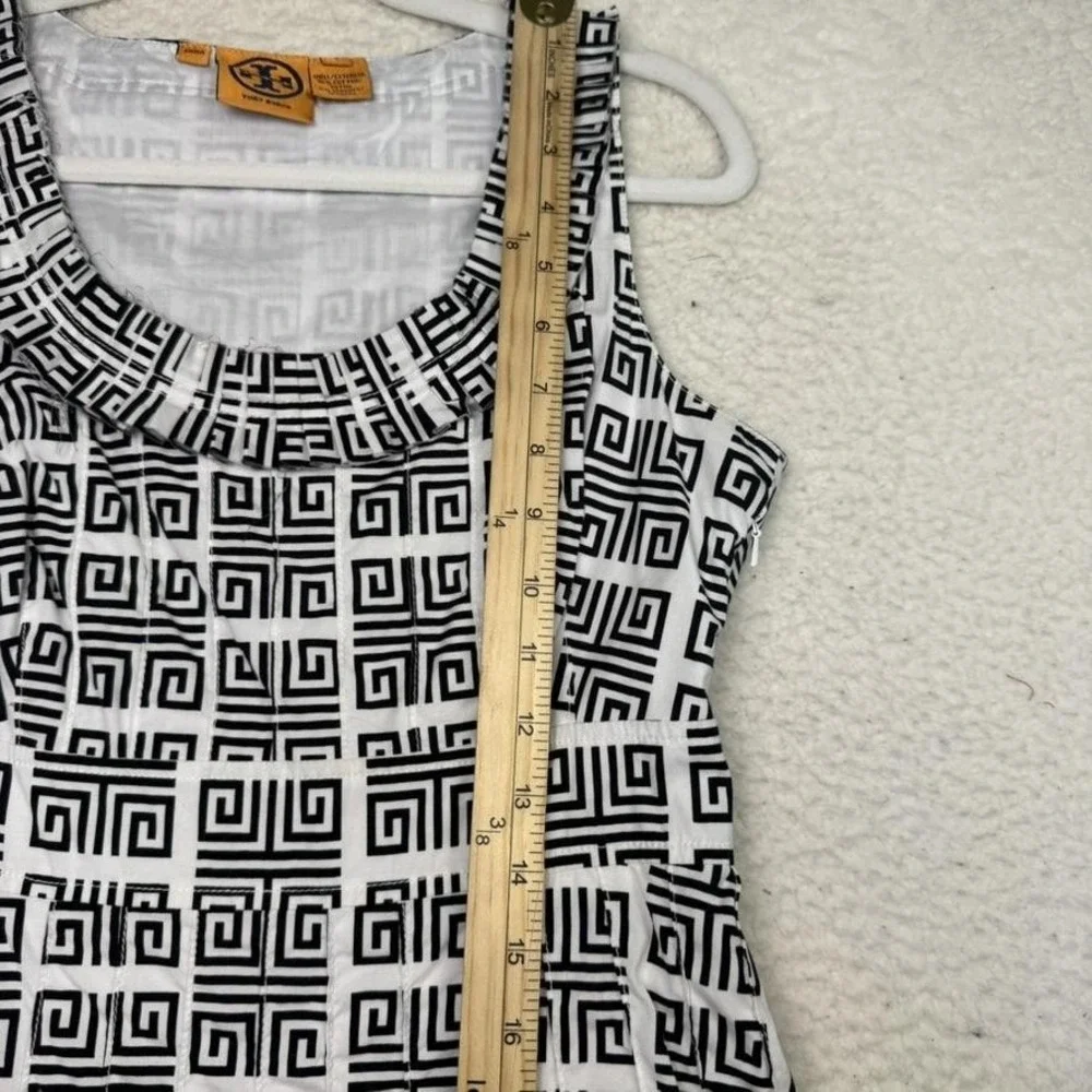 Tory Burch Dress Womens Size‎ 6 Navy White Geometric Sleeveless Zipper Pockets